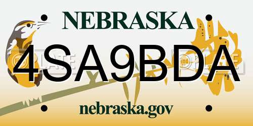 4SA9BDA Nebraska License Plate