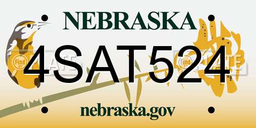 4SAT524 Nebraska License Plate
