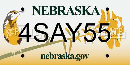 4SAY55 Nebraska License Plate