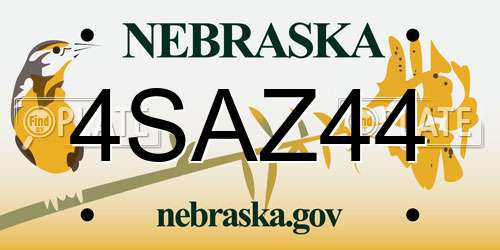 4SAZ44 Nebraska License Plate