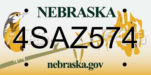 4SAZ574 Nebraska License Plate