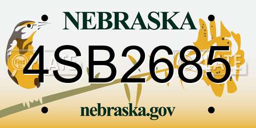 4SB2685 Nebraska License Plate