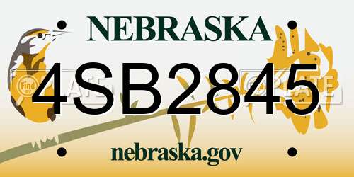4SB2845 Nebraska License Plate
