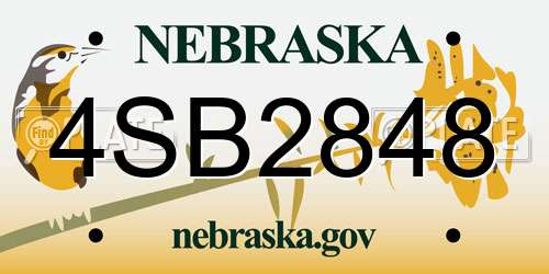 4SB2848 Nebraska License Plate