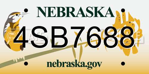4SB7688 Nebraska License Plate