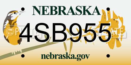 4SB955 Nebraska License Plate
