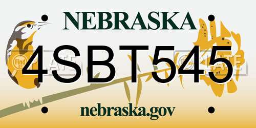 4SBT545 Nebraska License Plate
