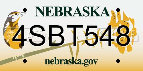 4SBT548 Nebraska License Plate