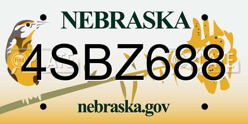 4SBZ688 Nebraska License Plate