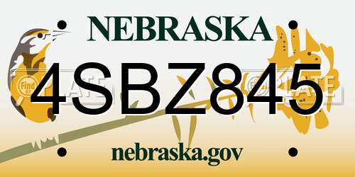 4SBZ845 Nebraska License Plate