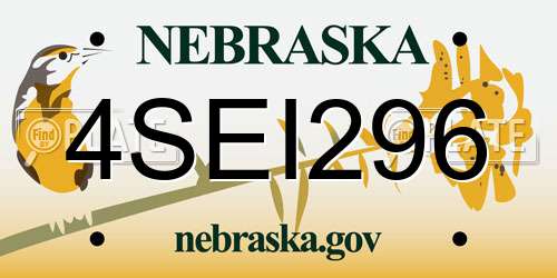 4SEI296 Nebraska License Plate