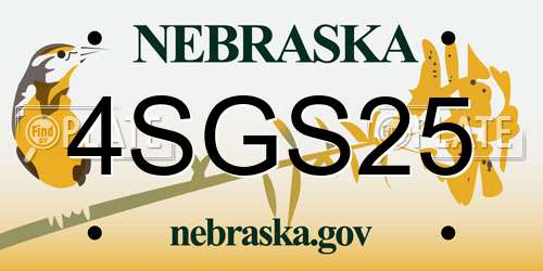 4SGS25 Nebraska License Plate