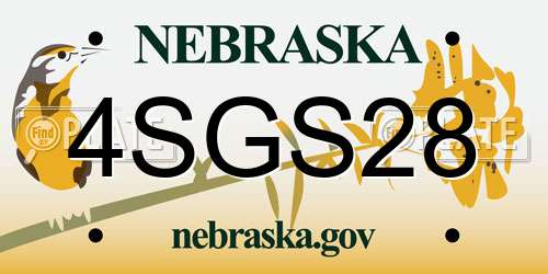 4SGS28 Nebraska License Plate