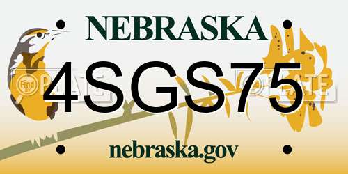 4SGS75 Nebraska License Plate