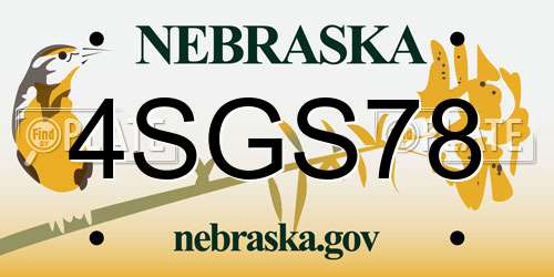 4SGS78 Nebraska License Plate