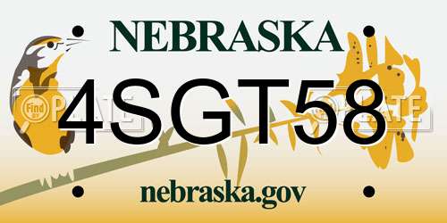4SGT58 Nebraska License Plate
