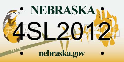4SL2012 Nebraska License Plate
