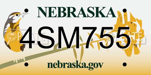 4SM755 Nebraska License Plate