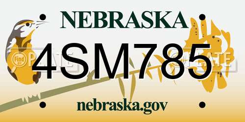 4SM785 Nebraska License Plate