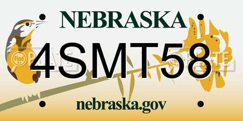 4SMT58 Nebraska License Plate