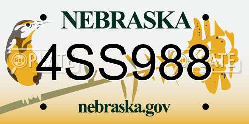 4SS988 Nebraska License Plate
