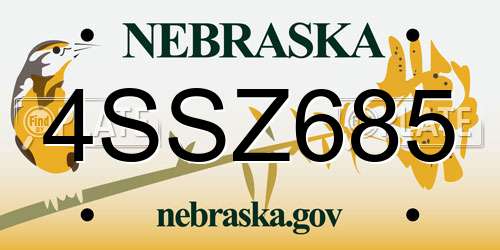 4SSZ685 Nebraska License Plate