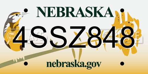 4SSZ848 Nebraska License Plate