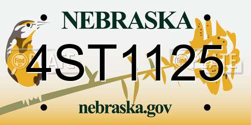 4ST1125 Nebraska License Plate