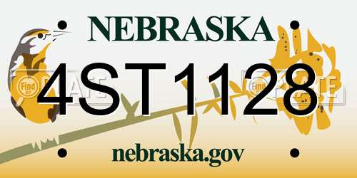 4ST1128 Nebraska License Plate