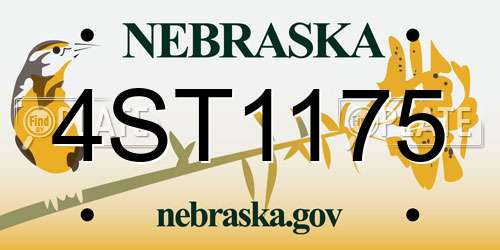 4ST1175 Nebraska License Plate