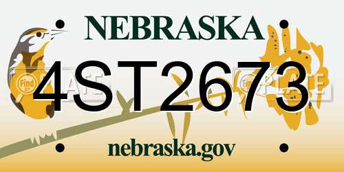 4ST2673 Nebraska License Plate