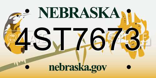 4ST7673 Nebraska License Plate
