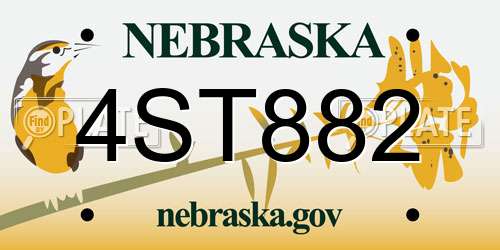 4ST882 Nebraska License Plate