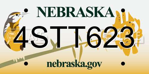 4STT623 Nebraska License Plate