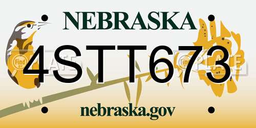 4STT673 Nebraska License Plate