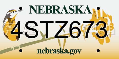 4STZ673 Nebraska License Plate