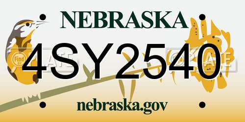 4SY2540 Nebraska License Plate