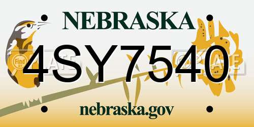 4SY7540 Nebraska License Plate