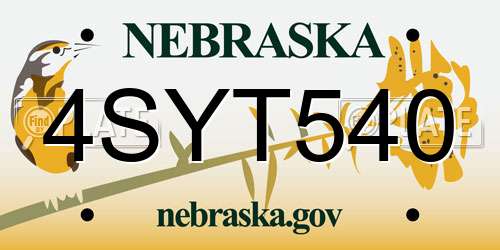 4SYT540 Nebraska License Plate
