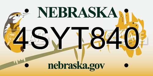 4SYT840 Nebraska License Plate