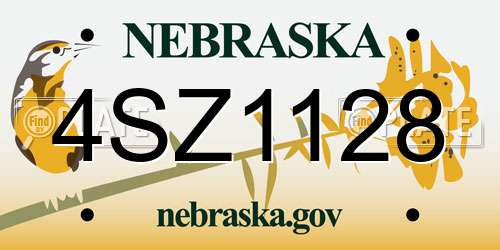 4SZ1128 Nebraska License Plate