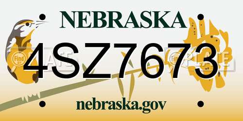 4SZ7673 Nebraska License Plate