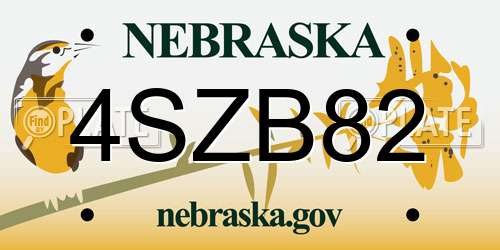 4SZB82 Nebraska License Plate