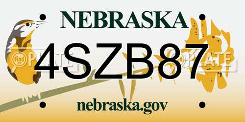4SZB87 Nebraska License Plate