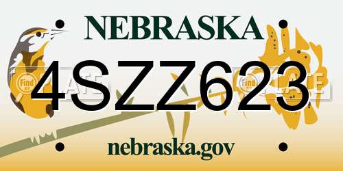 4SZZ623 Nebraska License Plate