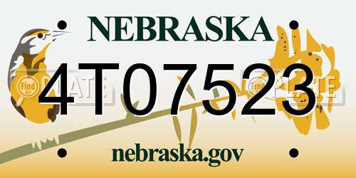 4T07523 Nebraska License Plate