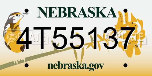 4T55137 Nebraska License Plate