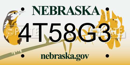 4T58G3 Nebraska License Plate