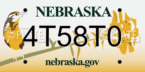 4T58T0 Nebraska License Plate