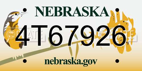 4T67926 Nebraska License Plate